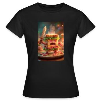 Sandwich Bataille en colère - T-shirt Femme - noir - Devant - AI Model Female 172 dark (172cm)