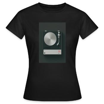 Platine vinyle rétro minimaliste - T-shirt Femme - noir - Devant - AI Model Female 172 dark (172cm)