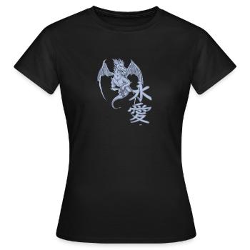 Drache Japanische Schriftzeichen - Frauen T-Shirt - Schwarz - Vorne - AI Model Female 172 dark (172cm)