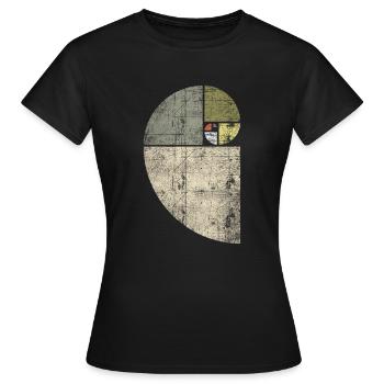 Distressed Fibonacci Spiral - Women's T-Shirt - black - Front - AI Model Female 172 dark (172cm)
