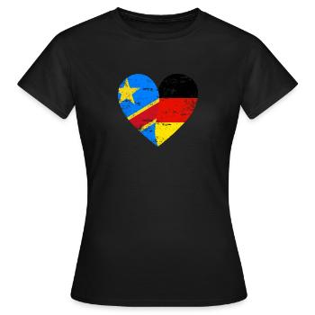 Demokratische Republik Kongo Deutschland - Frauen T-Shirt - Schwarz - Vorne - AI Model Female 172 dark (172cm)