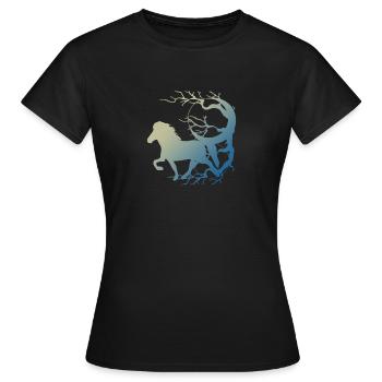 Icelandic Horse: Islandpferd Pferd Pony Merch - Frauen T-Shirt - Schwarz - Vorne - AI Model Female 172 dark (172cm)