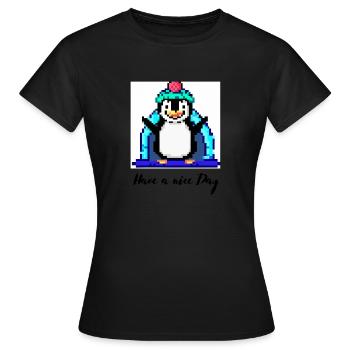 Bonne journée pingouin - T-shirt Femme - noir - Devant - AI Model Female 172 dark (172cm)