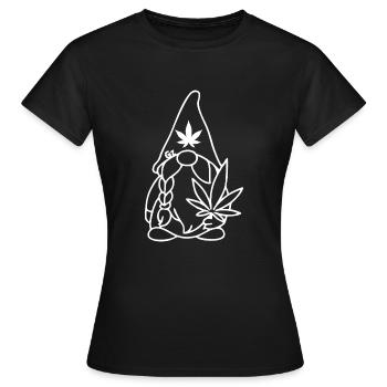 Wikingerzwerg Wikingerwichtel mit Hanfblatt - Frauen T-Shirt - Schwarz - Vorne - AI Model Female 172 dark (172cm)