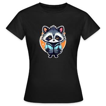 Illustration de raton laveur - T-shirt Femme - noir - Devant - AI Model Female 172 dark (172cm)