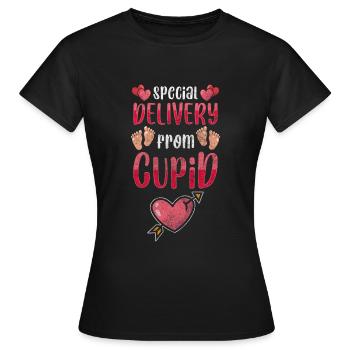 Bébé Biologique Parents Ventre - T-shirt Femme - noir - Devant - AI Model Female 172 dark (172cm)
