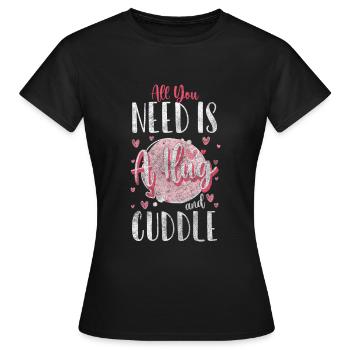 Relation, câlin, câlin, tendresse - T-shirt Femme - noir - Devant - AI Model Female 172 dark (172cm)
