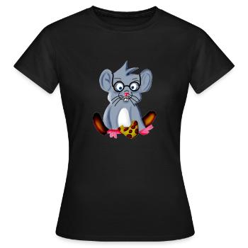 Souris nerd intelligente avec des lunettes comme un serpent de spectacle - T-shirt Femme - noir - Devant - AI Model Female 172 dark (172cm)