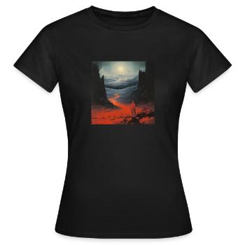 Um Mitternacht die Berge hinabsteigen - Frauen T-Shirt - Schwarz - Vorne - AI Model Female 172 dark (172cm)