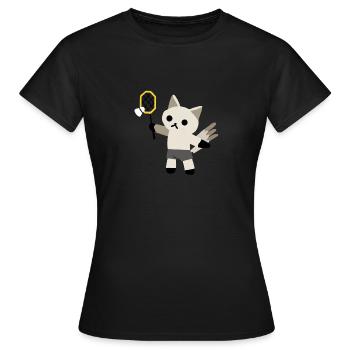 un chat excité joue au badminton - T-shirt Femme - noir - Devant - AI Model Female 172 dark (172cm)