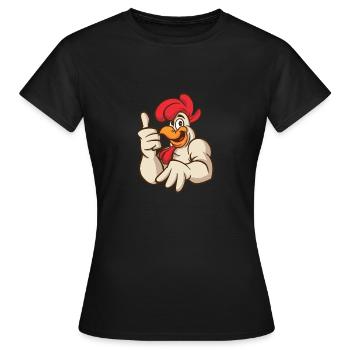 Muscles de poule de poulet coq Thumbs Up - T-shirt Femme - noir - Devant - AI Model Female 172 dark (172cm)