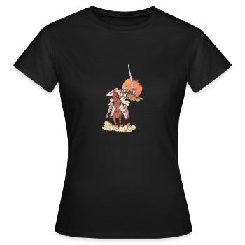 Ritter Mittelalter Rüstung Tempelritter Schwert - Frauen T-Shirt - Schwarz - Vorne - AI Model Female 172 dark (172cm)