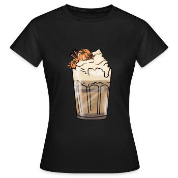 Kürbis Latte Macchiato - Latte à la citrouille et aux épices - T-shirt Femme - noir - Devant - AI Model Female 172 dark (172cm)