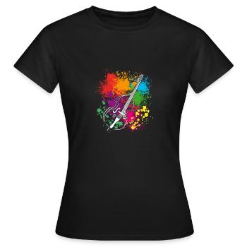 Contrebasse - éclaboussures de couleurs - T-shirt Femme - noir - Devant - AI Model Female 172 dark (172cm)