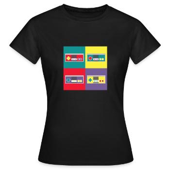 Pop-Art-Freak, Joystick - Frauen T-Shirt - Schwarz - Vorne - AI Model Female 172 dark (172cm)
