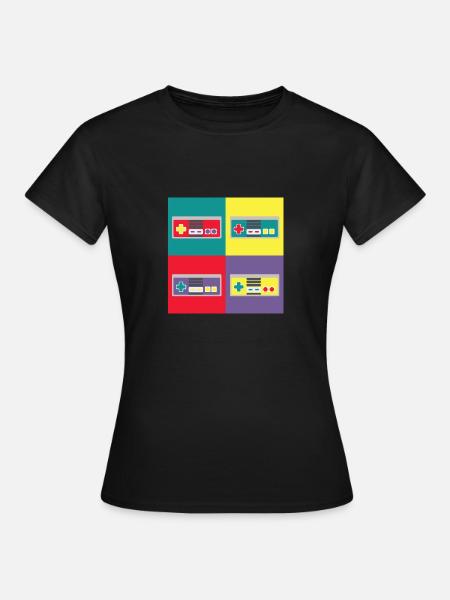 Pop art geek, joystick - T-skjorte for kvinner - svart