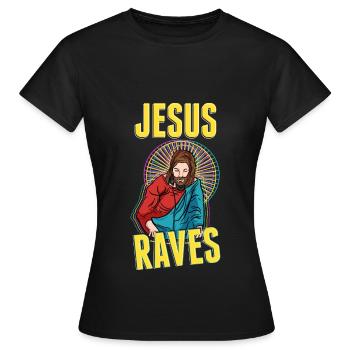 Jésus s’extasie EDM Techno Rave parti de fer - T-shirt Femme - noir - Devant - AI Model Female 172 dark (172cm)