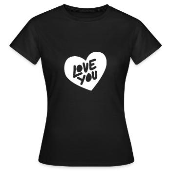 Herz mit Lieb dich Geschenk Geschenkidee - Frauen T-Shirt - Schwarz - Vorne - AI Model Female 172 dark (172cm)