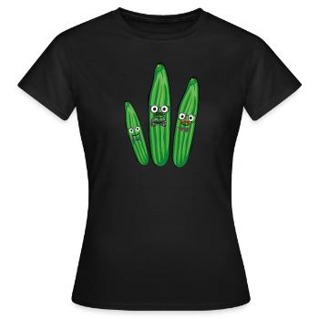 Famille du concombre,Concombre,Concombre,Mouche, Nerd - T-shirt Femme - noir - Devant - AI Model Female 172 dark (172cm)