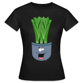 Tasche Lauch Gemüse Jugendliche Jugendlicher - Frauen T-Shirt - Schwarz - Vorne - AI Model Female 172 dark (172cm)