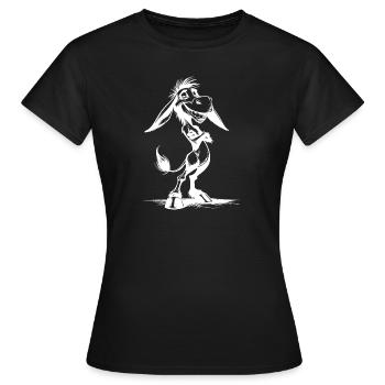 Esel Karikatur Grinsendes Langohr - Frauen T-Shirt - Schwarz - Vorne - AI Model Female 172 dark (172cm)