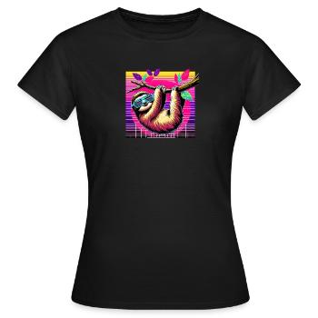 Illustration colorée d’un paresseux élégant - T-shirt Femme - noir - Devant - AI Model Female 172 dark (172cm)