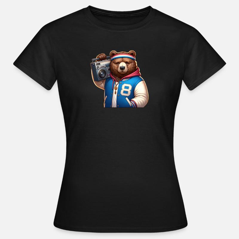 Stylized illustration of a cool bear - Women's T-Shirt - black