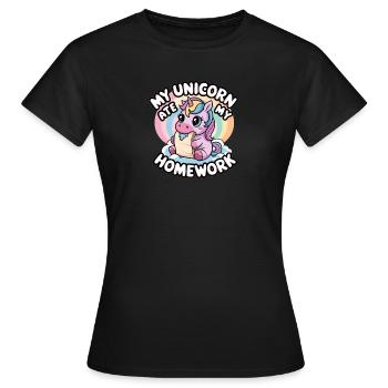 Ma licorne a mangé mes devoirs - T-shirt Femme - noir - Devant - AI Model Female 172 dark (172cm)