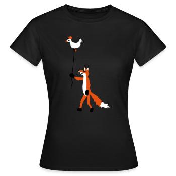 Fuchs und Henne - Frauen T-Shirt - Schwarz - Vorne - AI Model Female 172 dark (172cm)
