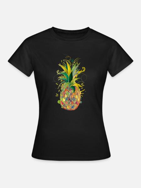 Bunte Ananas – kreative Frucht im Graffiti-Stil - Frauen T-Shirt - Schwarz