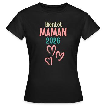 Soon to be a mom 2026 Pastel Hearts - Women's T-Shirt - black - Front - AI Model Female 172 dark (172cm)