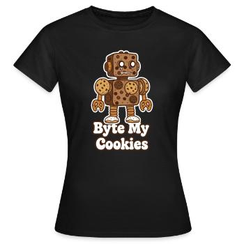 Byte My Cookies Cookie Robot - T-shirt Femme - noir - Devant - AI Model Female 172 dark (172cm)