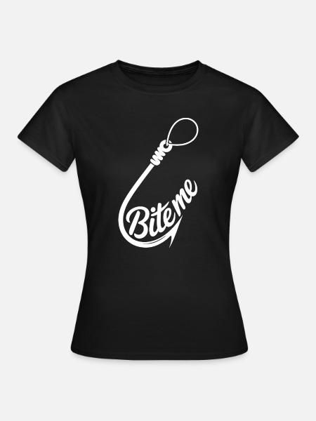 Bite Me Hook Grafik-Tee - Frauen T-Shirt - Schwarz