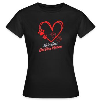 Mein Herz hat vier Pfoten Hund Shirt - Frauen T-Shirt - Schwarz - Vorne - AI Model Female 172 dark (172cm)