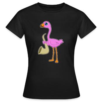 Flamingo Musician Saxophone Music - Women's T-Shirt - black - Front - AI Model Female 172 dark (172cm)