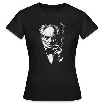 Arthur Schopenhauer raucht Zigarre - Frauen T-Shirt - Schwarz - Vorne - AI Model Female 172 dark (172cm)