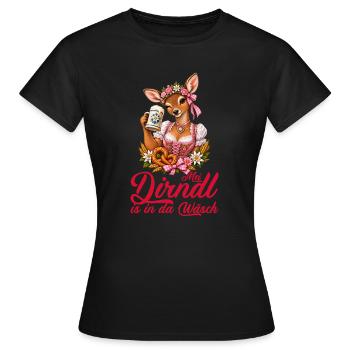 Dirndl Hirsch - Frauen T-Shirt - Schwarz - Vorne - AI Model Female 172 dark (172cm)