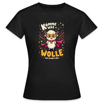 Komme Was Wolle Ich Schaff Das Karneval Schaf - Frauen T-Shirt - Schwarz - Vorne - AI Model Female 172 dark (172cm)
