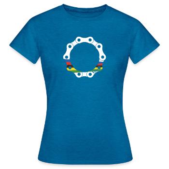 Collier Coupe du monde blanc - T-shirt Femme - bleu saphir antique chiné - Devant - AI Model Female 172 dark (172cm)