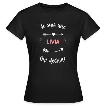 Je suis une Livia qui déchire - T-shirt Femme - noir - Devant - AI Model Female 172 dark (172cm)