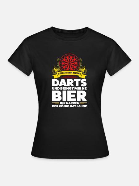 Darten Bier Dart Spieler Geschenk - Frauen T-Shirt - Schwarz