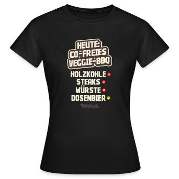 Veggie BBQ CO2-neutral ohne Fleisch und Holzkohle - Frauen T-Shirt - Schwarz - Vorne - AI Model Female 172 dark (172cm)