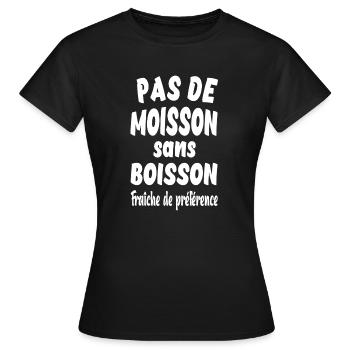 Pas de moisson sans boisson fraîche de préférence - T-shirt Femme - noir - Devant - AI Model Female 172 dark (172cm)
