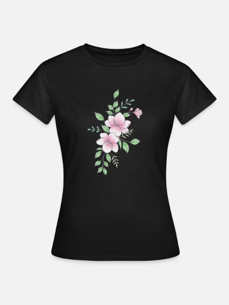 Weiße rosa Blume - Frauen T-Shirt - Schwarz