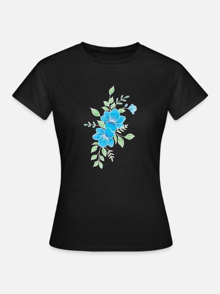 Blaue und weiße Blume - Frauen T-Shirt - Schwarz
