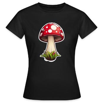 Drôle de champignon de dessin animé - T-shirt Femme - noir - Devant - AI Model Female 172 dark (172cm)