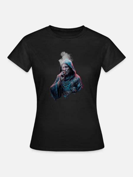 Mönch mit Zigarre - Frauen T-Shirt - Schwarz