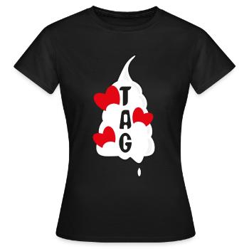 Sahne mit Herzen und viel Liebe. - Frauen T-Shirt - Schwarz - Vorne - AI Model Female 172 dark (172cm)