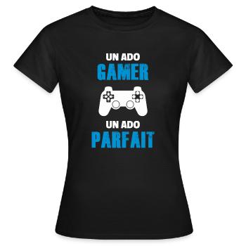 ado gamer / ado parfait / adolescent / enfants - T-shirt Femme - noir - Devant - AI Model Female 172 dark (172cm)