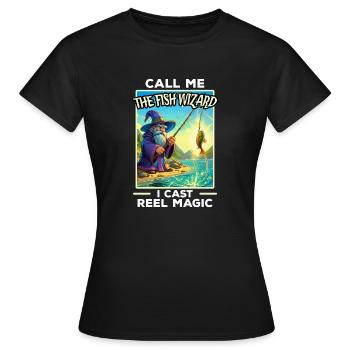 Whimsical Fishing Wizard - Women's T-Shirt - black - Front - AI Model Female 172 dark (172cm)